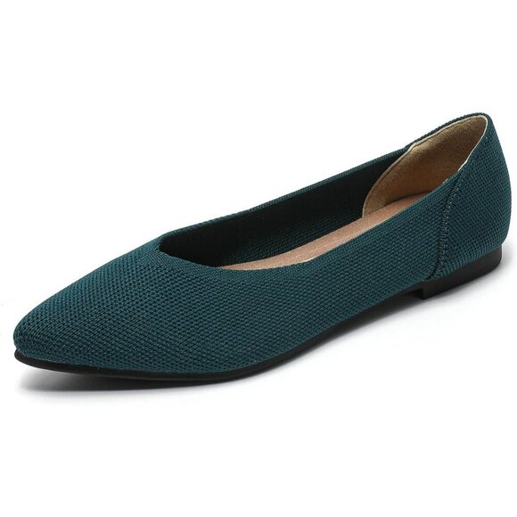 Women's Green Casual Dressy Ballet Pointed Toe Leopard Flats Mesh Office Shoes - Picture 2 of 6